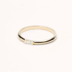 Vrai & Oro Baguette Diamond Ring, Solid 14k White Gold, size 5.5